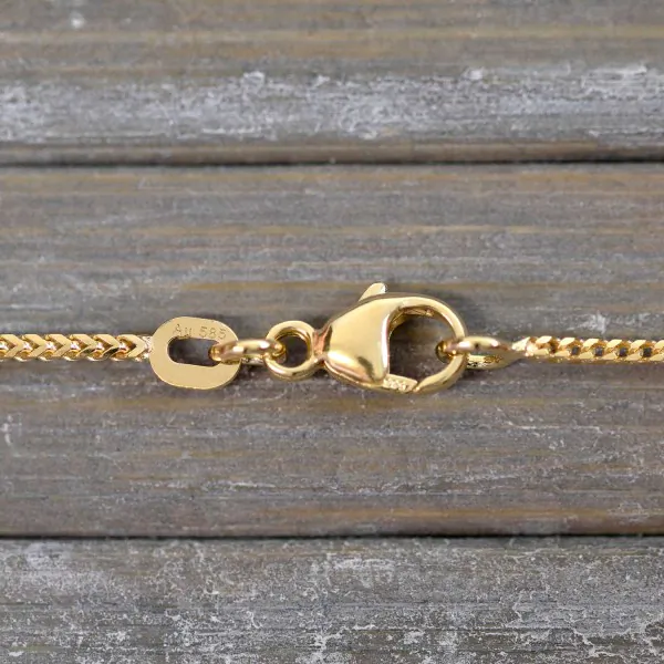 Goldkette als Bingokette in Gelbgold 585 / 14K, 65 cm lang, 1,1 mm breit, Gewicht ca. 5.2 g.