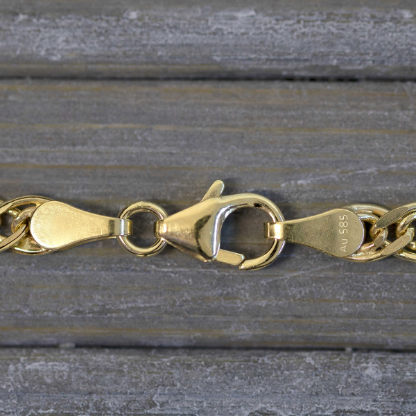 Goldkette als Zwillingspanzerkette in Gelbgold 585 / 14K, 45 cm lang, 3,9 mm Breit, Gewicht ca. 4.5 g.