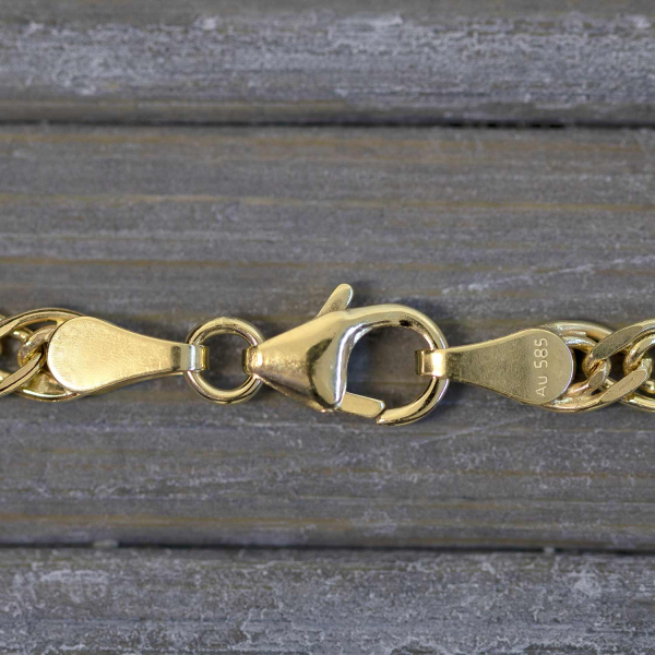 Goldkette als Zwillingspanzerkette in Gelbgold 585 / 14K, 60 cm lang, 3,9 mm Breit, Gewicht ca. 6.0 g.