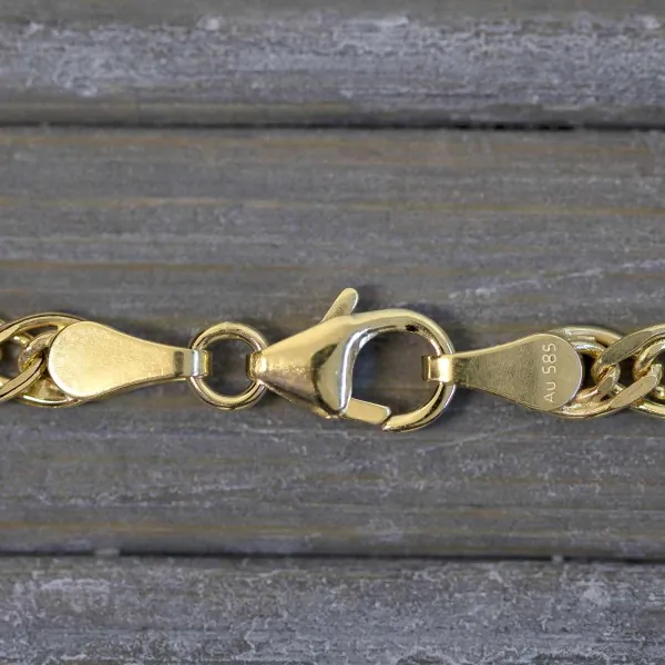 Goldkette als Zwillingspanzerkette in Gelbgold 585 / 14K, 60 cm lang, 3,9 mm Breit, Gewicht ca. 6.0 g.