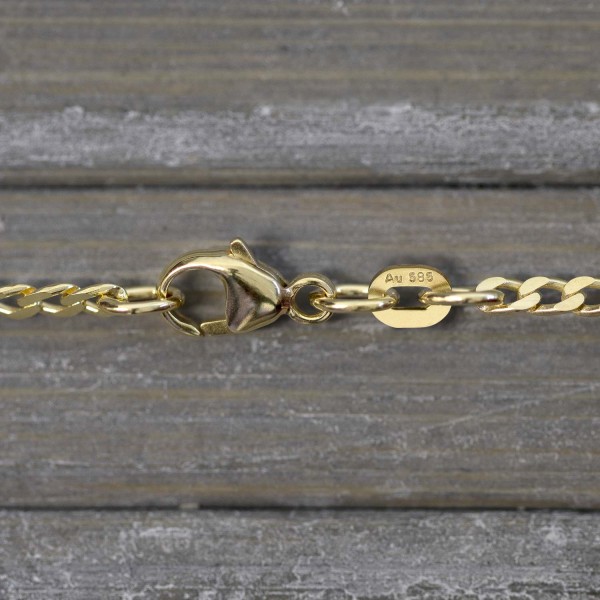 Goldkette als Panzerkette weit in Gelbgold 585 / 14K, 50 cm lang, 2,1 mm breit, Gewicht ca. 4.8 g.