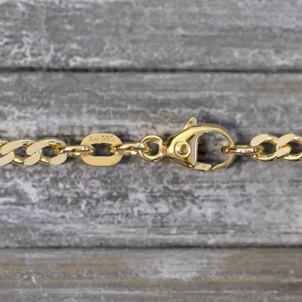 Goldkette als Figarokette diamantiert Gliederung 5+1 in Gelbgold 585 / 14K, 45 cm lang, 2,8 mm breit, Gewicht ca. 8.3 g.