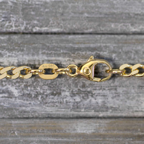 Goldkette als Figarokette diamantiert Gliederung 5+1 in Gelbgold 585 / 14K, 50 cm lang, 2,8 mm breit, Gewicht ca. 9.2 g.