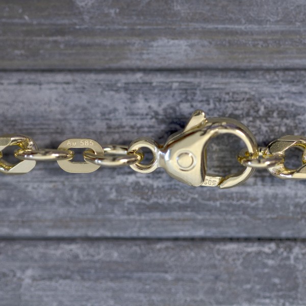 Armband als Figarokette diamantiert in Gelbgold 585 / 14K, 21 cm lang, 4,3 mm breit, Gewicht ca. 9.7 g.