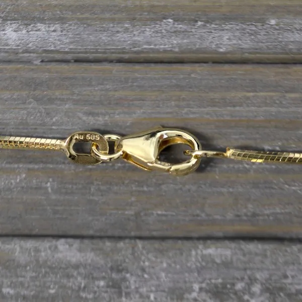 Goldkette als Schlangenkette diamantiert in Gelbgold 585 / 14K, 75 cm lang, 1 mm breit, Gewicht ca. 8.7 g.
