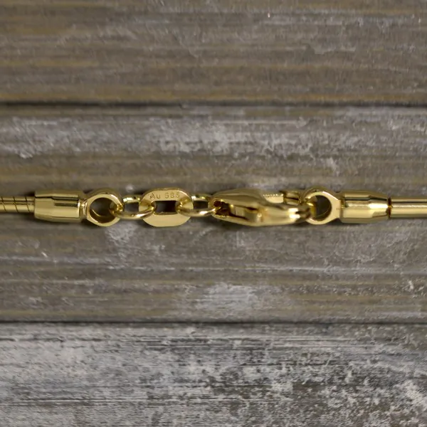 Goldkette als Tondakette in Gelbgold 585 / 14K, 100 cm lang, 1,2 mm breit, Gewicht ca. 14.3 g.