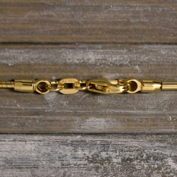 Goldkette als Tondakette in Gelbgold 585 / 14K, 34 cm lang, 1,2 mm breit, Gewicht ca. 4.9 g.