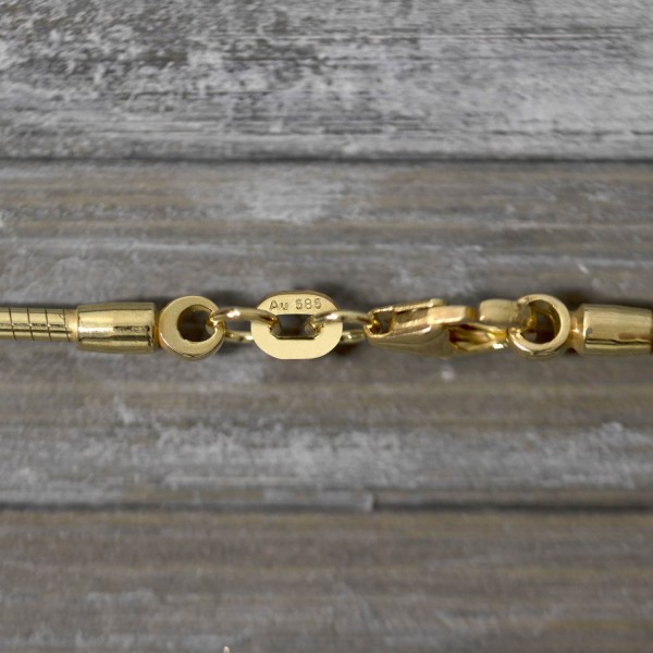 Goldkette als Tondakette in Gelbgold 585 / 14K, 70 cm lang, 1,5 mm breit, Gewicht ca. 15.5 g.