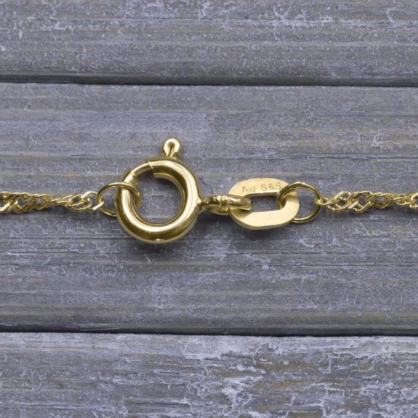 Goldkette als Singapurkette in Gelbgold 585 / 14K, 42 cm lang, 1,4 mm Breit, Gewicht ca. 1.5 g.