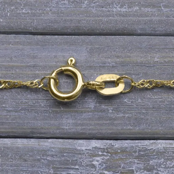 Goldkette als Singapurkette in Gelbgold 585 / 14K, 34 cm lang, 1,4 mm breit, Gewicht ca. 1.3 g.