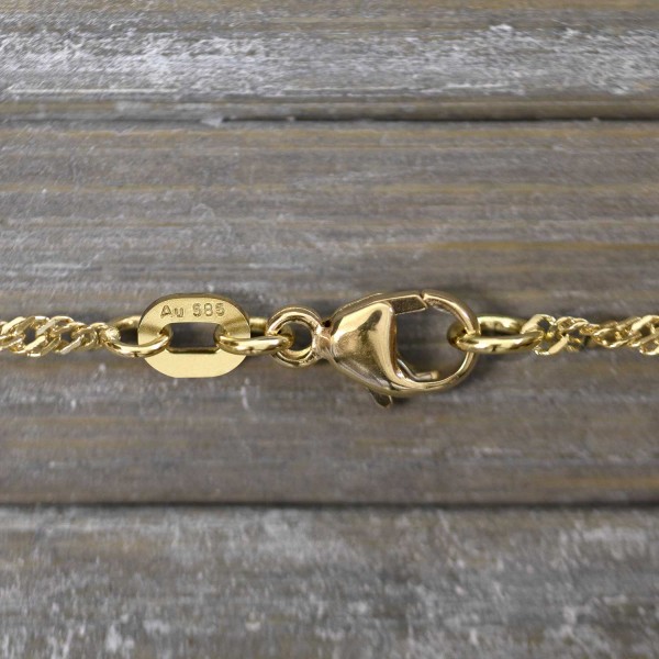 Goldkette als Singapurkette in Gelbgold 585 / 14K, 100 cm lang, 1.8 mm breit, Gewicht ca. 6.5 g.