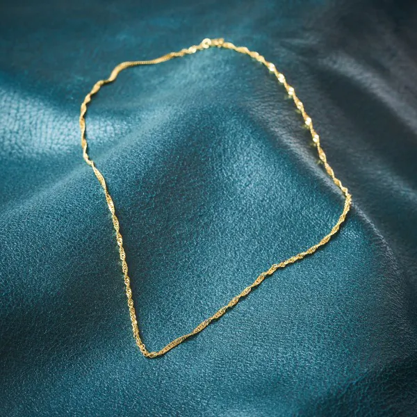 Goldkette als Singapurkette in Gelbgold 585 / 14K, 90 cm lang, 2,2 mm breit, Gewicht ca. 7.2 g.