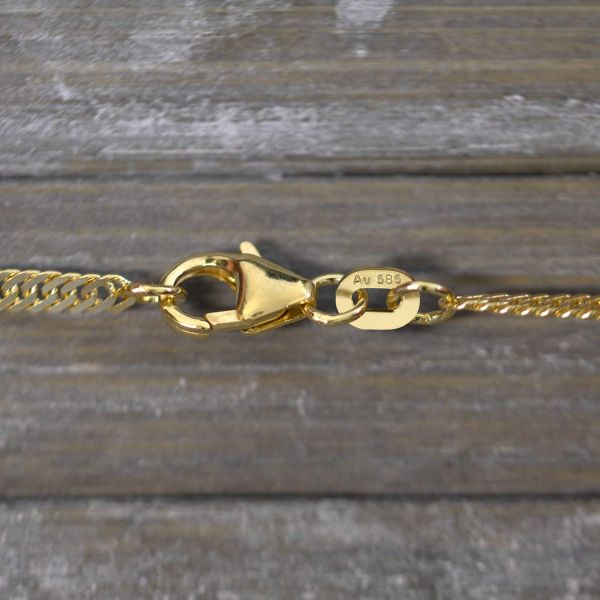 Goldkette als Singapurkette in Bicolor Gelbgold / Weißgold 585 / 14K, 42 cm lang, 2,4 mm breit, Gewicht ca. 4 g.
