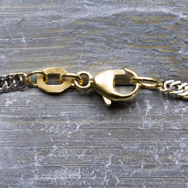 Armband als Singapurkette Bicolor in Gelbgold / Weißgold 585 / 14K, 19 cm lang, 2,4 mm breit, Gewicht ca. 2 g.