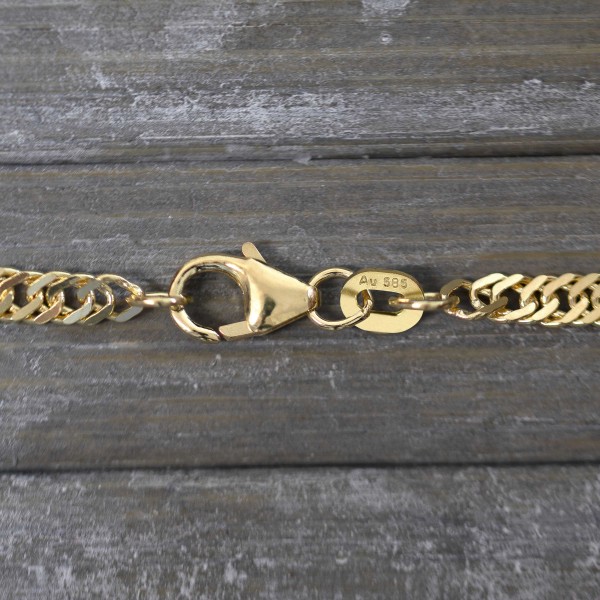 Armband als Singapurkette in Gelbgold 585 / 14K, 19 cm lang, 2,9 mm breit, Gewicht ca. 3 g.