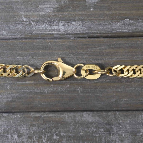 Goldkette als Singapurkette in Gelbgold 585 / 14K, 34 cm lang, 2,9 mm breit, Gewicht ca. 5.1 g.