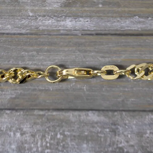 Goldkette als Singapurkette in Gelbgold 585 / 14K, 75 cm lang, 3,4 mm breit, Gewicht ca. 16.7 g.
