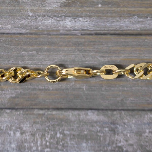 Goldkette als Singapurkette in Gelbgold 585 / 14K, 50 cm lang, 3,4 mm breit, Gewicht ca. 11.5 g.
