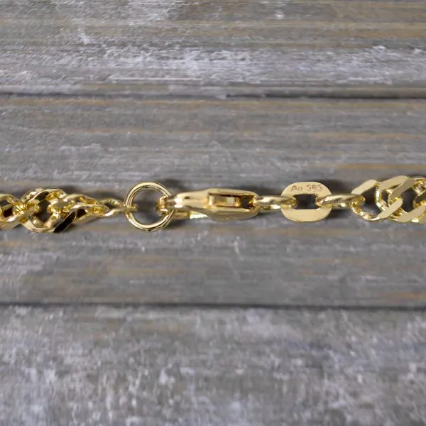 Goldkette als Singapurkette in Gelbgold 585 / 14K, 50 cm lang, 3,4 mm breit, Gewicht ca. 11.5 g.