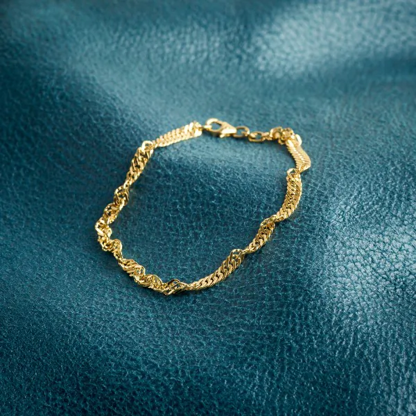 Armband als Singapurkette in Gelbgold 333 / 8 K, 20 cm lang, 3,4mm breit, Gewicht ca. 3.8 g.
