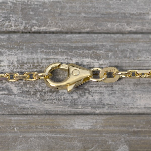 Goldkette als Ankerkette diamantiert in Gelbgold 585 / 14K, 100 cm lang, 1,8 mm breit, Gewicht ca. 15.5 g.