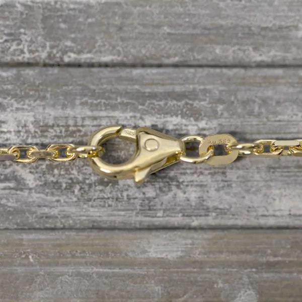 Armband als Ankerkette diamantiert in Gelbgold 585 / 14K, 19 cm lang, 1.8 mm breit, Gewicht ca. 3.4 g.