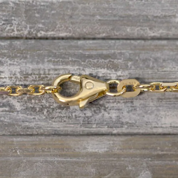 Goldkette als Ankerkette diamantiert in Gelbgold 585 / 14K, 40 cm lang, 1,8 mm breit, Gewicht ca. 6.2 g.