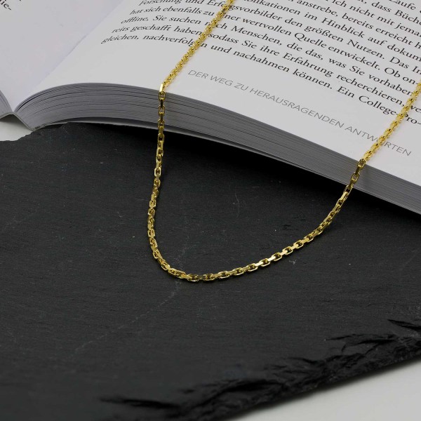 Goldkette als Ankerkette diamantiert in Gelbgold 585 / 14K, 70 cm lang, 1,8 mm breit, Gewicht ca. 10.9 g.