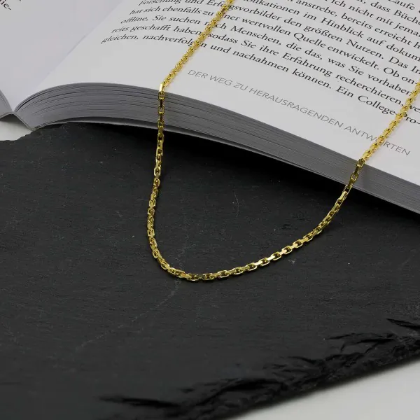 Goldkette als Ankerkette diamantiert in Gelbgold 750 / 18K, 55 cm lang, 1,8 mm breit, Gewicht ca. 10.5 g.