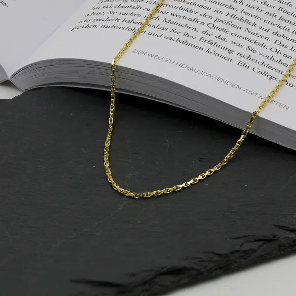 Goldkette als Ankerkette diamantiert in Gelbgold 333 / 8K, 50 cm lang, 1,8 mm breit, Gewicht ca. 6.7 g.