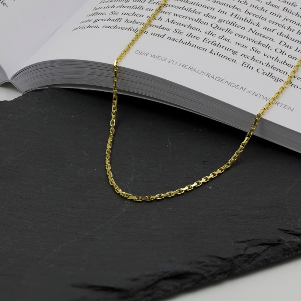Goldkette als Ankerkette diamantiert in Gelbgold 585 / 14K, 100 cm lang, 1,8 mm breit, Gewicht ca. 15.5 g.