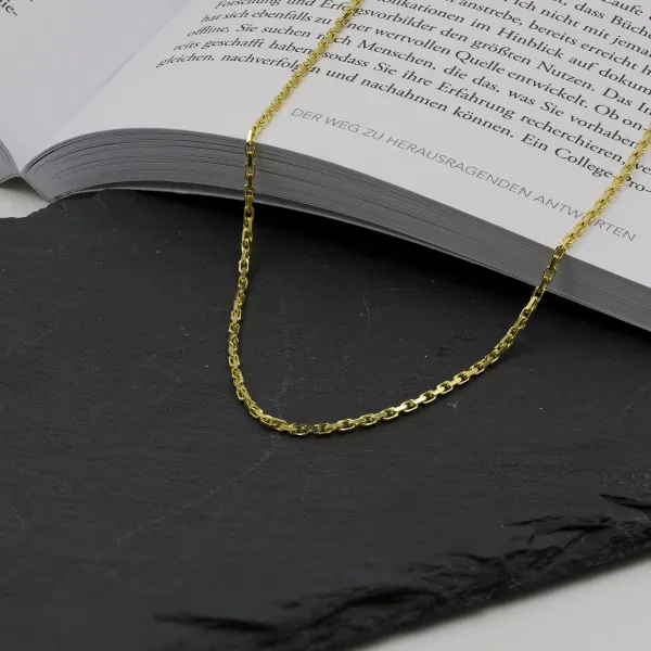 Goldkette als Ankerkette diamantiert in Gelbgold 333 / 8K, 100 cm lang, 1,8 mm breit, Gewicht ca. 13.1 g.