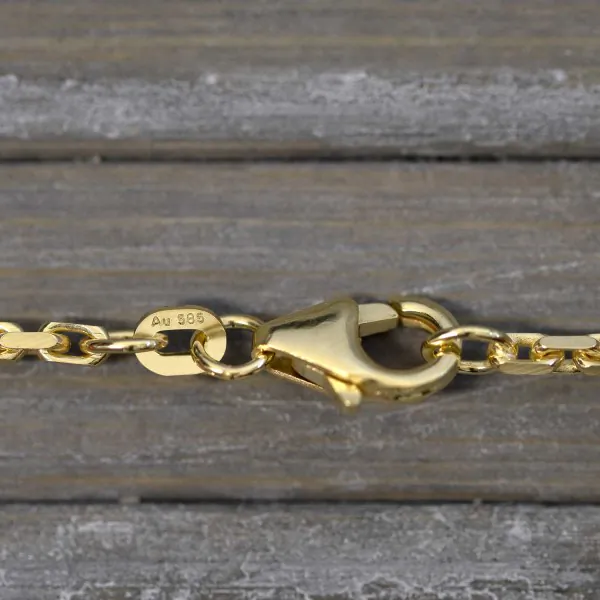Goldkette als Ankerkette diamantiert in Gelbgold 585 / 14K, 85 cm lang, 2 mm breit, Gewicht ca. 17.7 g.