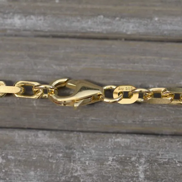 Goldkette als Ankerkette diamantiert in Gelbgold 585 / 14K, 40 cm lang, 3 mm breit, Gewicht ca. 18.9 g.