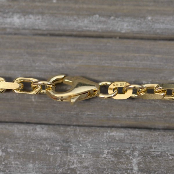 Armband als Ankerkette diamantiert in Gelbgold 585 / 14K, 18,7 cm lang, 3 mm breit, Gewicht ca. 8.2 g.