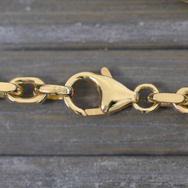 Goldkette als Ankerkette diamantiert in Gelbgold 585 / 14K, 85 cm lang, 3,8 mm breit, Gewicht ca. 64.1 g.