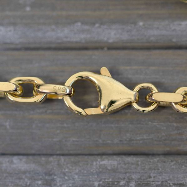 Goldkette als Ankerkette diamantiert in Gelbgold 585 / 14K, 55 cm lang, 3,8 mm breit, Gewicht ca. 41.9 g.
