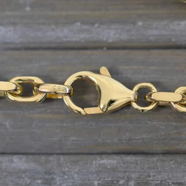 Goldkette als Ankerkette diamantiert in Gelbgold 585 / 14K, 60 cm lang, 3,8 mm breit, Gewicht ca. 42.5 g.