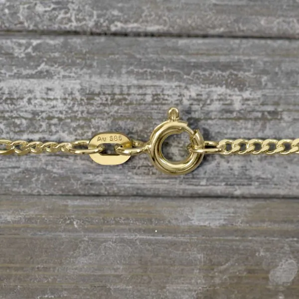 Goldkette als Figarokette diamantiert in Gelbgold 585 / 14K, 45 cm lang, 1,9 mm breit, Gewicht ca. 3.6 g.