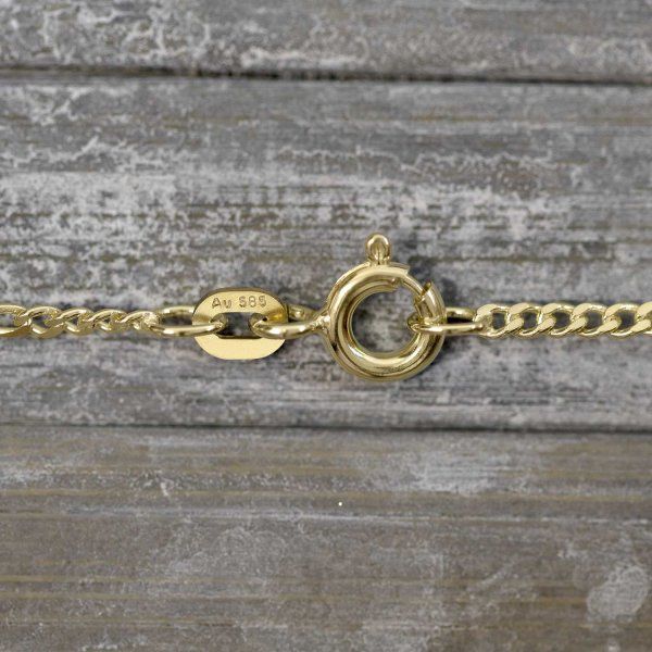 Goldkette als Figarokette diamantiert in Gelbgold 585 / 14K, 50 cm lang, 1,9 mm breit, Gewicht ca. 3.8 g.