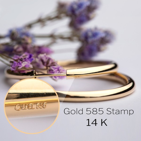 Ohrringe, Creolen, Gelbgold 585 / 14K, Außendurchmesser 38 mm, Breite 2.5 mm, Gewicht ca. 3.5 g