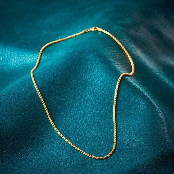 Goldkette als Venezianerkette rund geschlagen in Gelbgold 375 / 9K, 80 cm lang, 2 mm breit, Gewicht ca. 15.8 g.