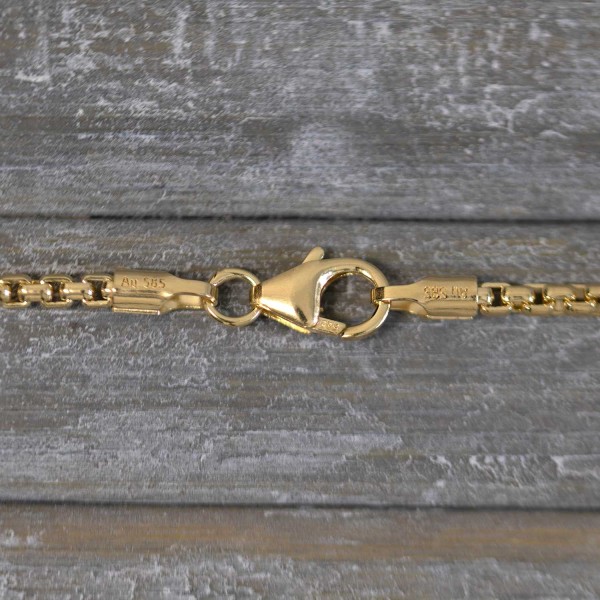 Goldkette als Venezianerkette rund geschlagen in Gelbgold 585 / 14K, 60 cm lang, 2 mm breit, Gewicht ca. 14 g.