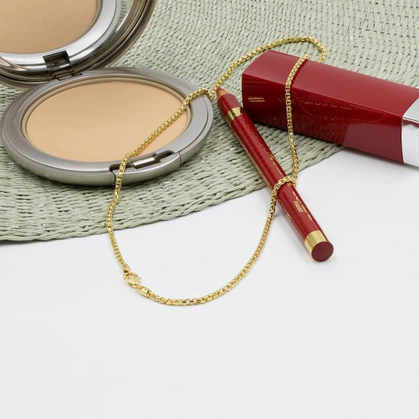 Goldkette als Venezianerkette rund geschlagen in Gelbgold 585 / 14K, 85 cm lang, 2 mm breit, Gewicht ca. 19.8 g.