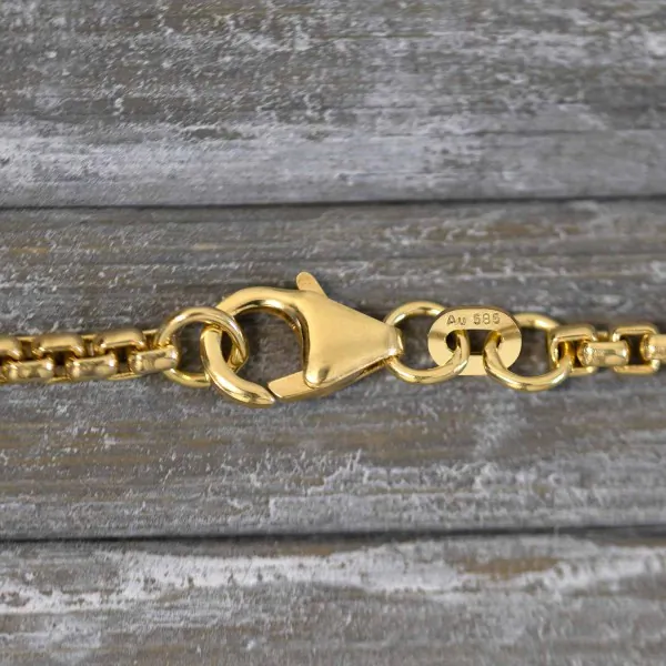 Goldkette als Venezianerkette rund geschlagen in Gelbgold 585 / 14K, 60 cm lang, 2,7 mm breit, Gewicht ca. 23 g.