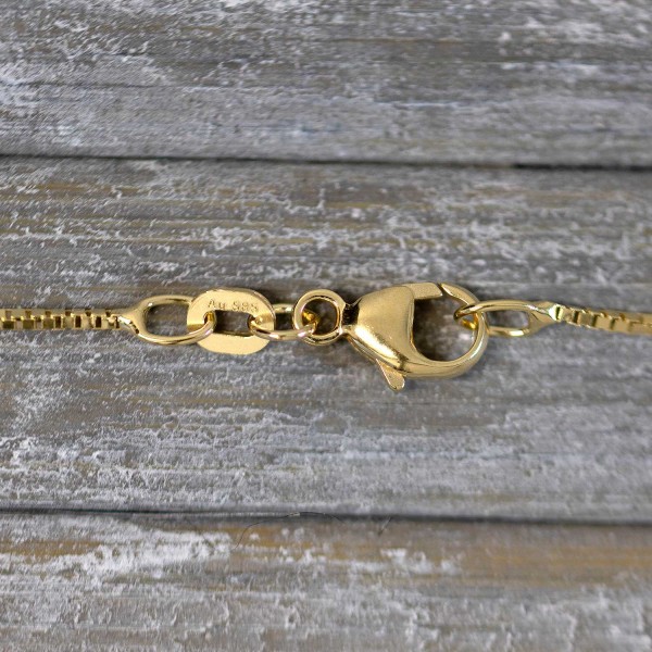 Goldkette als Venezianerkette in Gelbgold 585 / 14K, 45 cm lang, 0.8 mm breit, Gewicht ca. 2.4 g.