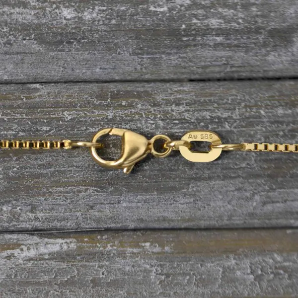 Goldkette als Venezianerkette in Gelbgold 585 / 14K, 40 cm lang, 0,9 mm breit, Gewicht ca. 2.8 g.