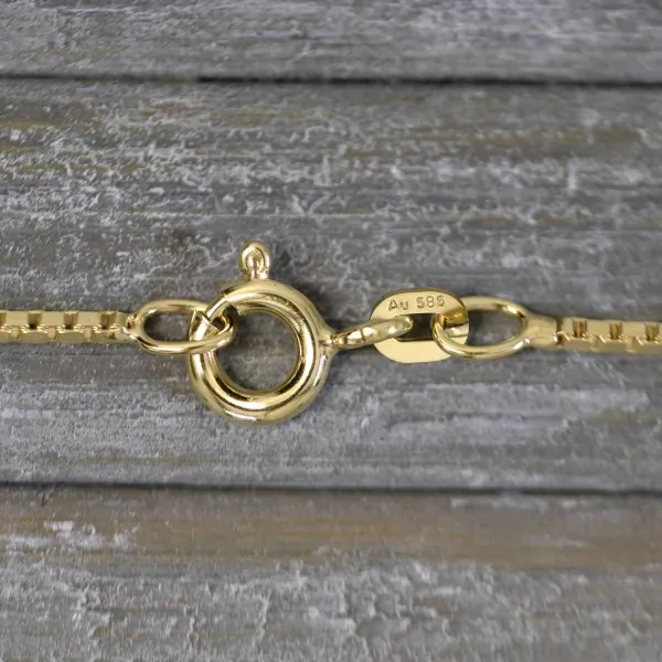 Armband als Venezianerkette in Gelbgold 585 / 14K, 18 cm lang, 1.2 mm breit, Gewicht ca. 1.9 g.