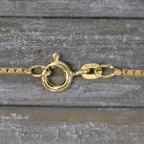 Armband als Venezianerkette in Gelbgold 585 / 14 K, 21 cm lang, 1,2mm breit, Gewicht ca. 2.2 g.