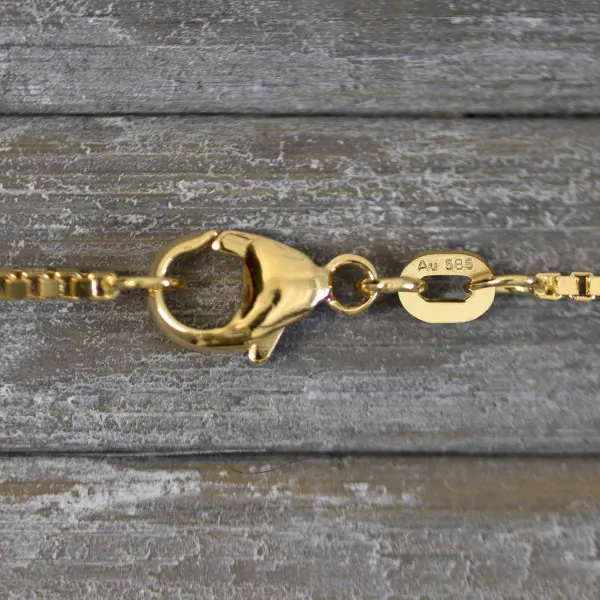 Goldkette als Venezianerkette in Gelbgold 585 / 14K, 100 cm lang, 1,4 mm breit, Gewicht ca. 15.1 g.